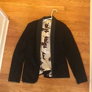 Black blazer with leather collar